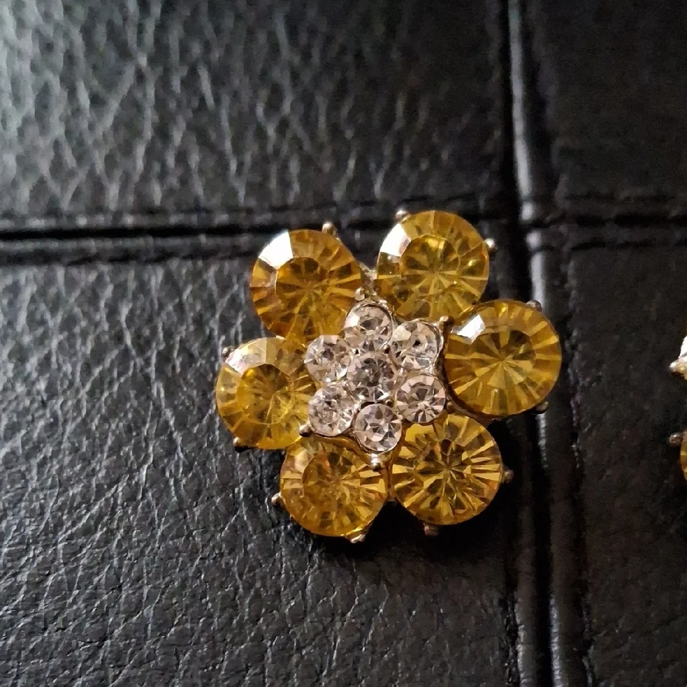 Gold and Silver Flower Stud Earrings